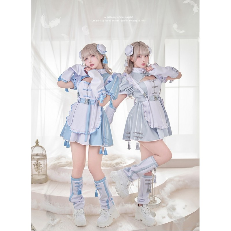 天使界隈チャイナワンピースドールメイドブルー