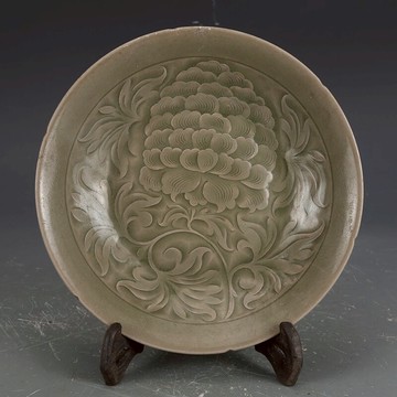 宋耀州窯青釉刻花碗古董古玩收藏真品復古瓷器老物件老貨瓷器擺件