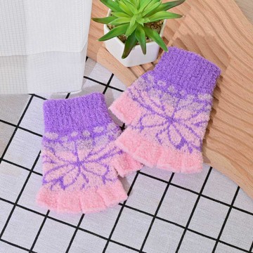 童和柄蝴蝶紋圈圈半指手套