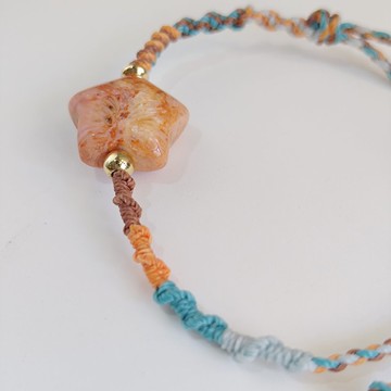 水晶礦石手串 手繩 星語系列 琥珀星辰 蠟線編織