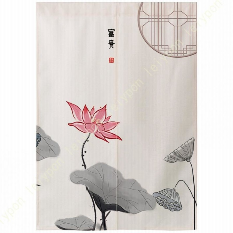 本麻 暖簾『牡丹』水墨画 家による肉筆 一点物 m80119830225_1.jpg?1733462690