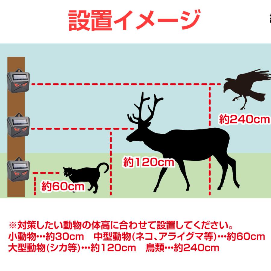 動物よけ 撃退器 ソーラーアニマル撃退ライト 2個組 獣害対策 ソーラー充電式 光 防水 防鳥 国華園