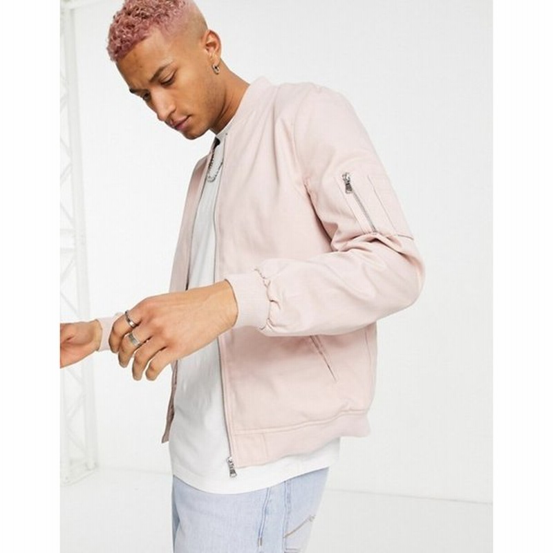 エイソス メンズ ジャケット ブルゾン アウター Asos Design Bomber Jacket With Ma1 Pocket In Pink 通販 Lineポイント最大0 5 Get Lineショッピング