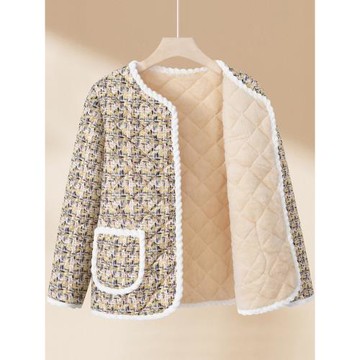 羊駝絨小香風花棉襖年輕人春裝外套媽媽女裝秋冬2025新款棉衣服