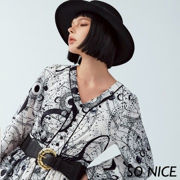 SO NICE【特惠】星空印花厚雪紡洋裝｜都會時尚女裝【29244016】