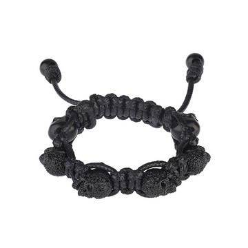 超值優惠85折｜黑水鑽黑骷髏黑色手環 尺寸_S