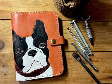 手工製作皮革書套 鬥牛犬
