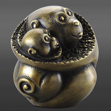 開運陶源  羅廣維限量原作  猴銅雕 [代代封侯] 長壽無疆  禮品