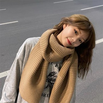 情侶秋冬季ins韓版圍巾女純色針織毛線學生加厚保暖圍脖男百搭潮