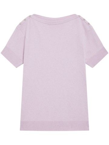 agnès b. - boat-neck cotton jumper - women - Cotton - 3 - Purple