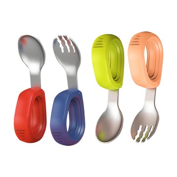 【Mesenfants】Hogo禾果 兒童餐具 餐具組 304不鏽鋼圓柄叉勺 寶寶餐具 兒童湯匙