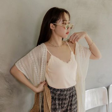 OB嚴選中大尺碼-涼爽針織蕾絲滾邊背心《FA3155》