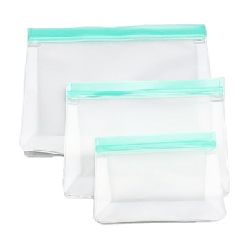 食品級矽膠保鮮袋3件組 混和顏色  大(24.5 x 5 x 15.5cm) + 中(21.5 x 5 x 11.5cm) + 小(15.5 x 6 x 9.5cm)  1組