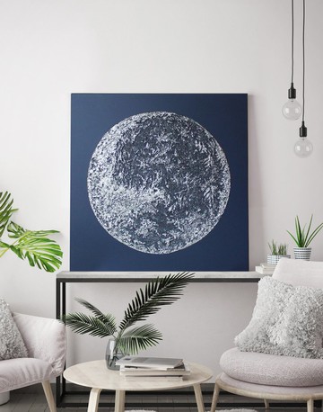 藍銀畫|藍銀抽象|銀牆藝術|銀月