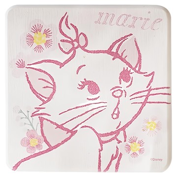 收納王妃 櫻花珪藻土杯墊 方形  10 x 10 x 0.9cm  櫻花瑪麗貓  1個