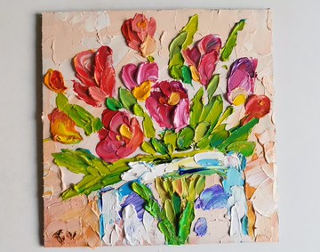 鬱金香畫花卉原創設計花牆裝飾可愛海報