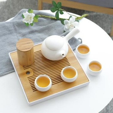 全季酒店同款茶盤竹制平板密胺托盤賓館會所功夫茶具日式小干泡盤