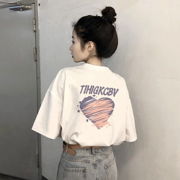 【Veee】100%純棉 t恤 oversize t恤 韓版上衣 ins 風 顯瘦 短袖 夏季 寬鬆 女生衣服 長版上衣