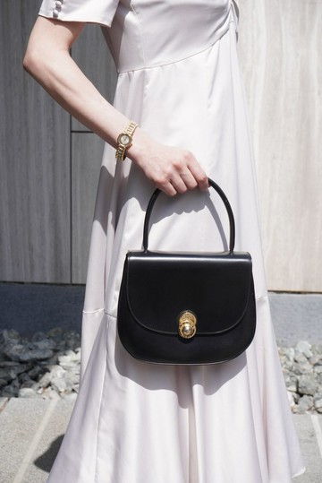【VintageShop solo 日本直送中古包專賣店】CELINE 復古手提包 黑色 星球釦 皮革 頂部提把 vintage idde2j