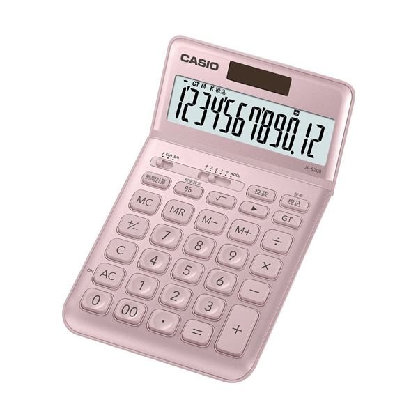 （まとめ）カシオ デザイン電卓 12桁ジャストタイプ ライトピンク JF-S200-PK-N 1台〔×2セット〕