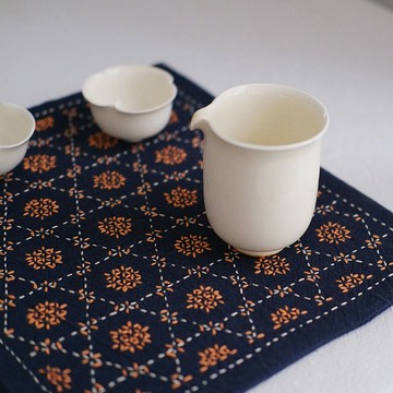 刺子繡隔熱茶墊 / 日式手工桌墊 / 干泡茶席零配