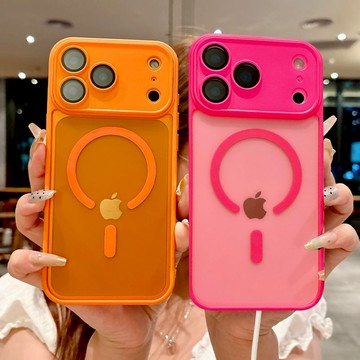 高質感磨砂霧感 橙色 Magsafe磁吸防摔手機殼 iPhone 12mini 13 14 15 16 17promax