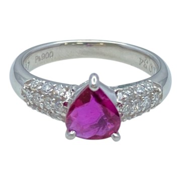 JEWELRY 無品牌珠寶 PT900 鉑金 紅寶石 鑽石 戒指 【二手名牌BRAND OFF】