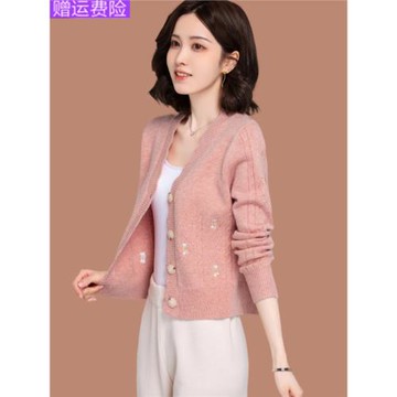 配裙子外套洋氣外搭小個子羊毛衫女高腰小款針織開衫毛衣秋裝新款