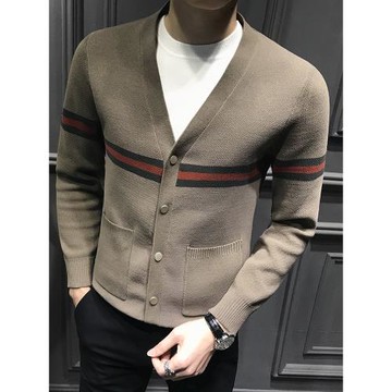 2025新款秋季毛衣男韓版開衫外套休閑潮流男裝針織衫男士上衣外穿