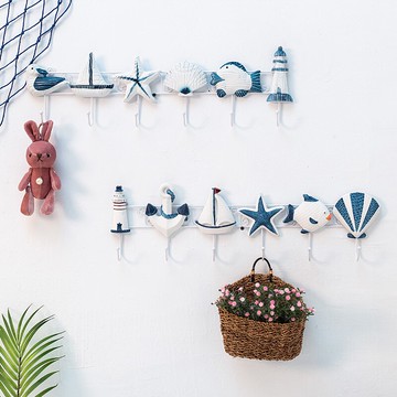 地中海裝飾掛鉤客廳玄關兒童房服裝店衣帽鑰匙創意墻上壁掛飾掛件