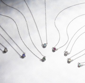 祈願 生日石  純銀項鍊 簡約 包鑲