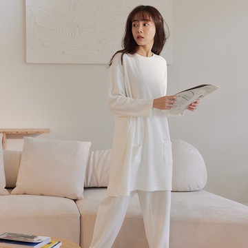 UMORFIL膠原蛋白軟綿毛毛口袋長版套裝-共2色