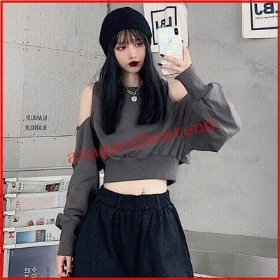 Tシャツ オフショル 韓国 オルチャン ストリート 長袖 スリット K Pop 原宿系 衣装 チェーン V系 カットソー トップス 通販 Lineポイント最大get Lineショッピング