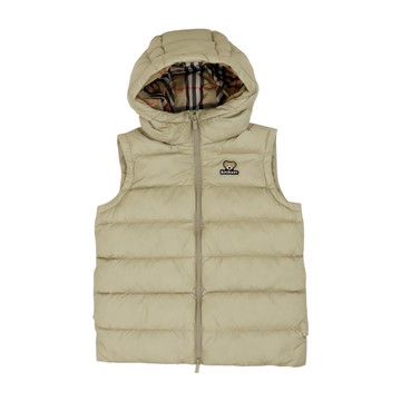 BURBERRY Kids 內襯格紋羽絨連帽背心