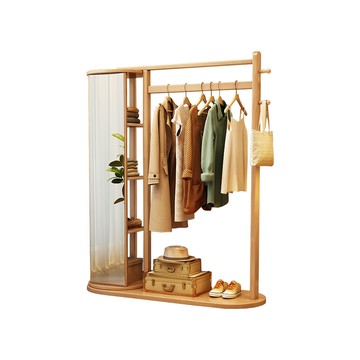 【HappyLife】實木旋轉鏡衣帽架 C款 100公分 Y12133原木色