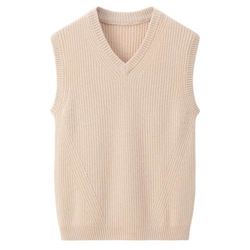 鄂爾多斯市產100純山羊絨背心男V領馬甲元寶針加厚毛衣坎肩E3402