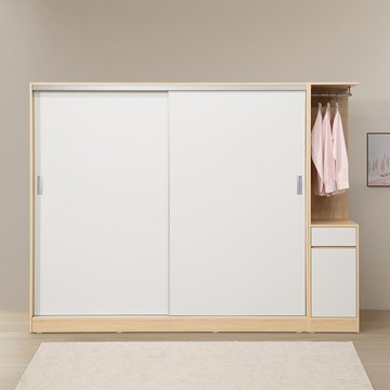 直人木業 ELLIE 生活美學224公分緩衝滑門衣櫃加40公分掛衣櫃(六款內裝可選)