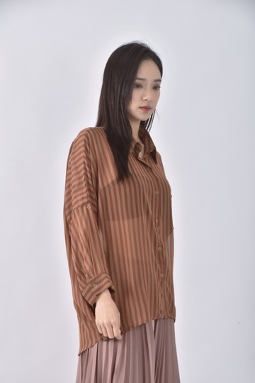 (F) ml look條紋橘色罩衫