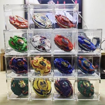 【潮流工坊】爆裂陀螺透明展示盒 正方形陀螺收納盒 桌面防塵展示盒 陀螺周邊收納盒 旋轉陀螺整理盒 玩家收藏展示盒