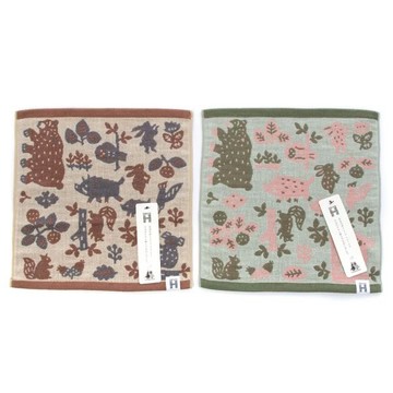 日本 HARTWELL 型染森林手帕 方巾 長巾 浴巾 - 浴巾-高雅棕