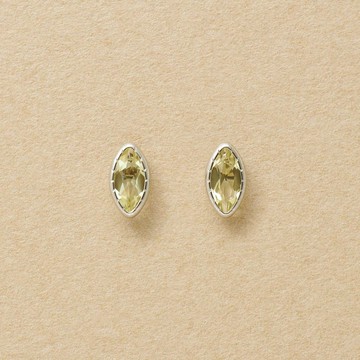 【Second Earrings】 鉑金檸檬石英欖尖形耳環