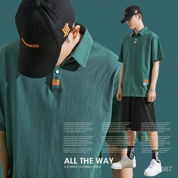 【精品男裝】短袖男polo衫夏季襯衫有領潮流2023新款寬鬆潮牌男裝日係純棉POLO 7WVZ