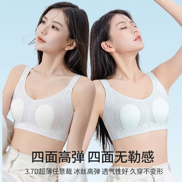 【大胸專用】胸顯小顯瘦內衣女 超薄兔耳杯防凸點文胸罩 舒適無鋼圈美背內衣 冰絲涼感聚攏防下垂文胸 果凍膠軟支撐內衣
