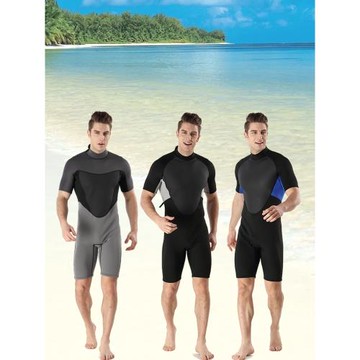 新款2mm男短袖短褲連體潛水服沖浪服帆船厚保暖游泳濕衣wetusuit