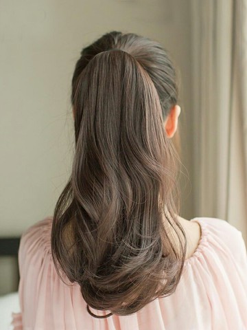 假發馬尾 短款梨花真馬尾假發女真發高長卷發大波浪綁帶式假辮子