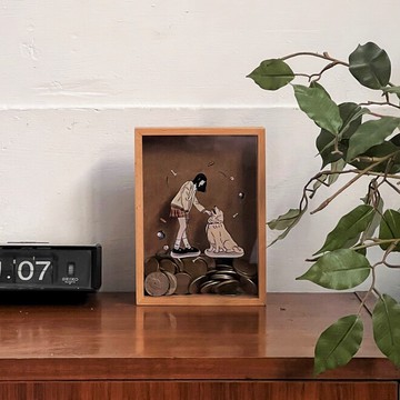 【此木の悠】客製化禮物 原木存錢筒｜彩色似顏繪 ｜原木外框 含圖像設計