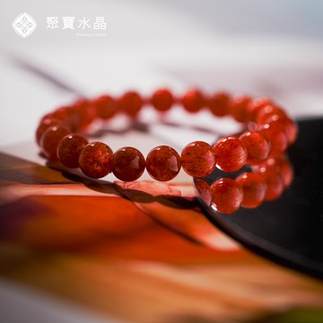 【金太陽石手珠】上架就爆賣, 紅潤又帶火彩, 稀有熱銷款！/ 堇青石 超七水晶 紫超七 水晶直播間 聚寶水晶