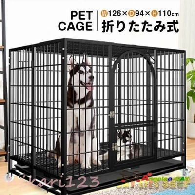 ペットケージ 鉄製 犬檻 犬小屋 ケージ 折りたたみ式 ペットサークル ドッグケージ ペットフェンス 大型 中型犬用 ペット用品 ダブルドア キャスター付き 通販 Lineポイント最大get Lineショッピング