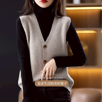 【PureOne】韓系氣質馬甲背心 V領排扣  針織上衣 毛衣  針織衫 女生無袖 韓版造型 女裝長版冬裝衣服 M306