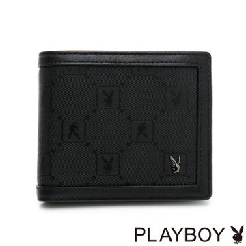 PLAYBOY - 中翻短夾 Master系列 - 黑色